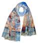 Preview: Scarf 100% Silk Paj Blue Braun Beige